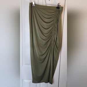 INC International Concepts Olive Gathered Midi Skirt